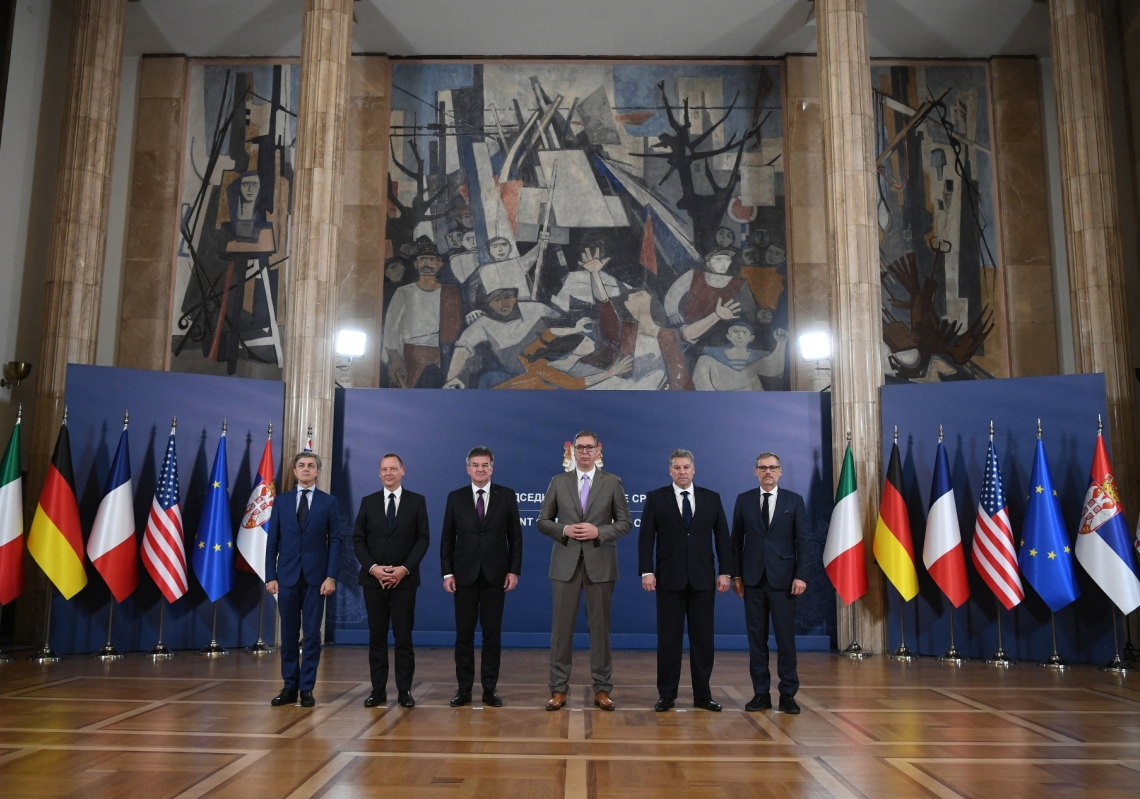 European officials meet in Belgrade on October 21, 2023, to call for urgent calming of tensions and re-launching of talks on normalisation of ties between Kosovo and Serbia.
