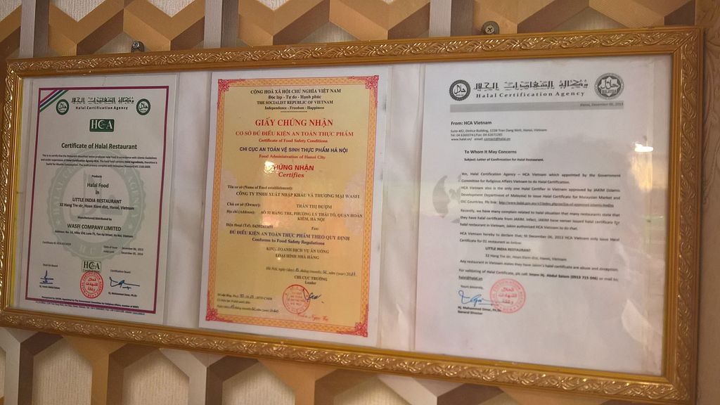 "Halal Certification in Little India Restaurant in 2017. (Donald Trung via Wikimedia Commons)"